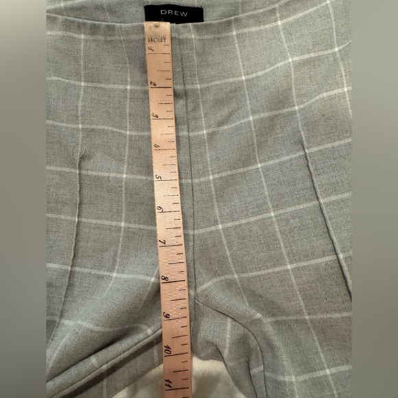 DREW Gray Plaid windowpane Trousers side zip front seam flat front - Picture 5 of 7